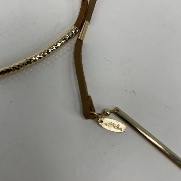 ETTIKA Womens Revolve Brown Leather Wrap Choker NEW Gold Accent Cords Fashion - Picture 4 of 8